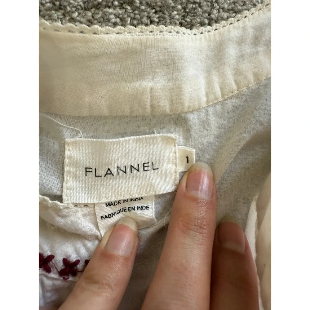 Flannel Austrailia Burgundy Cream Embroidered Cotton Jumpsuit Boho Chic Small - Picture 14 of 15